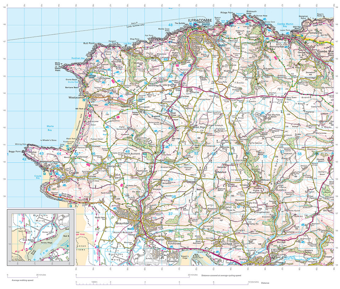 scanned image of Buck's Mills to Combe Martin - Coastal Walking & Cycling Map