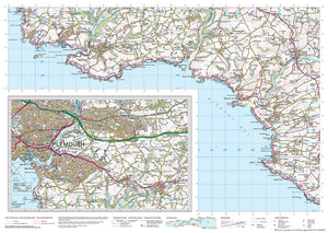 scanned image of Dartmouth Walks to Plymouth - South West Coastal Waking & Cycling Map