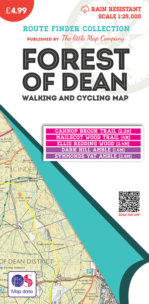 scan of Forest of Dean Map With Walking and Cycling Routes trails