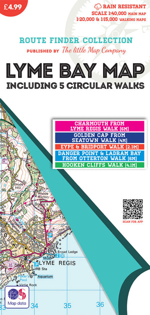 scan of Lyme Bay Map Including 5 Circular Walks