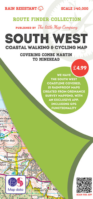 scan of Combe Martin to Minehead Map - Coastal Walking and Cycling Map trails