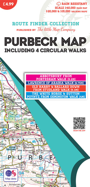 scan of Purbeck Map including 4 Circular Walks