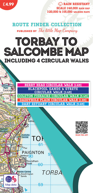 trails from Torbay to Salcombe Map Including 4 Circular Walks