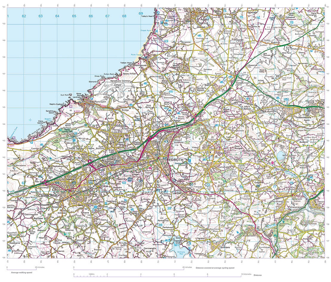 scanned image of Trevowhan to St Agnes - South West Coastal Walking & Cycling Map front cover